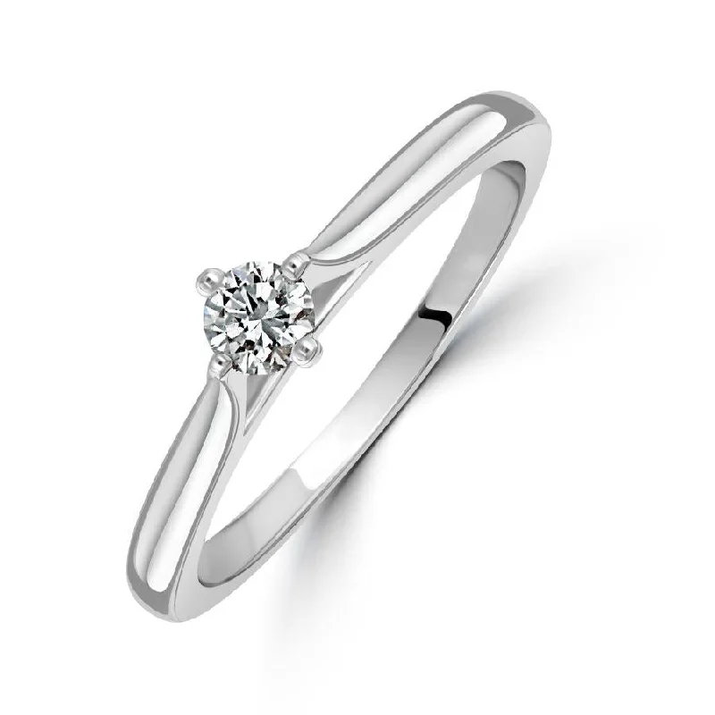 Sleek gem engagement rings-0.15ct Round Brilliant Cut Diamond Solitaire 18ct White Gold Ring