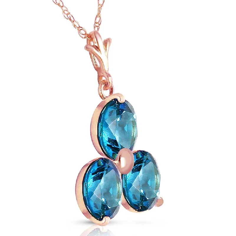 Bead-twisted necklaces-14K Solid Rose Gold Necklace with Natural Blue Topaz