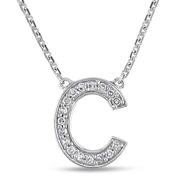 Sapphire gem necklaces-Miadora 14k White Gold 1/10ct TDW Diamond C Initial Necklace