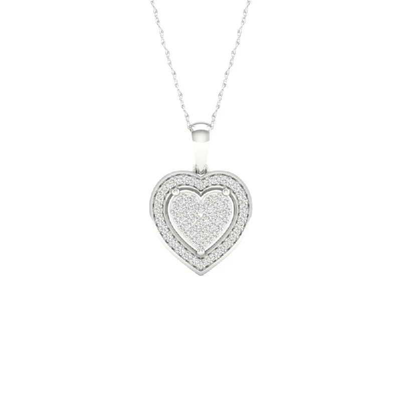 Haze glass necklaces-1/6ct TDW Diamond Halo Necklace in Sterling Silver