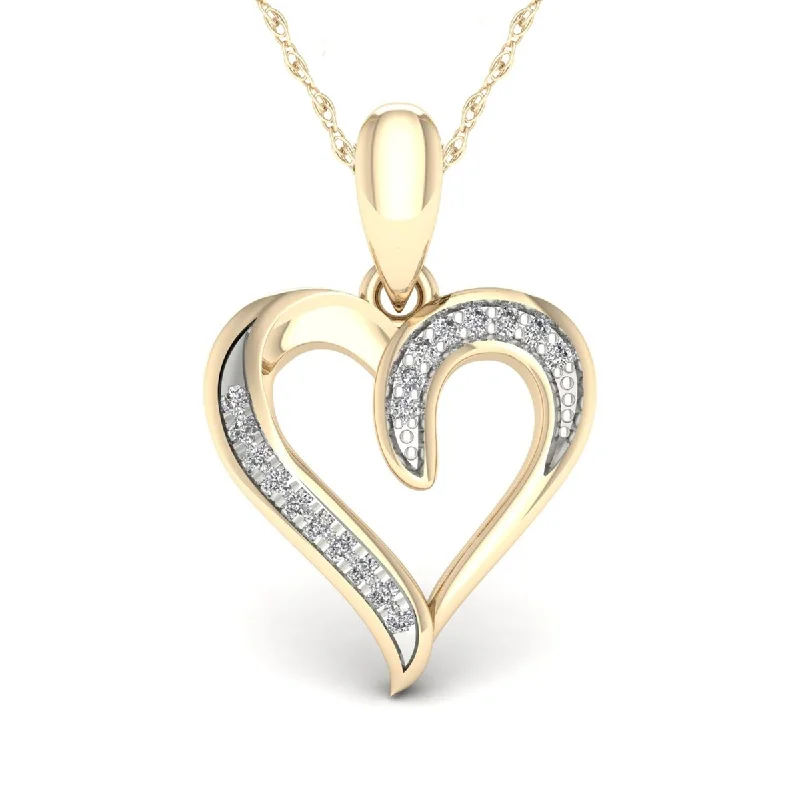 Flat knot necklaces-De Couer 10K Yellow Gold 1/20ct TDW Diamond Necklace