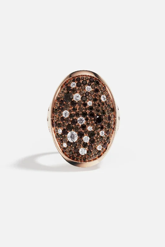 Hand-shiny rings-Pavé Chocolate Rose Gold Ring