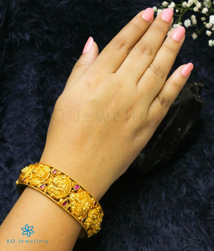 Worn charm bangles-The Navya Silver Lakshmi Nakkasi Bangle (Size/2.2/2.4/2.6/2.8)