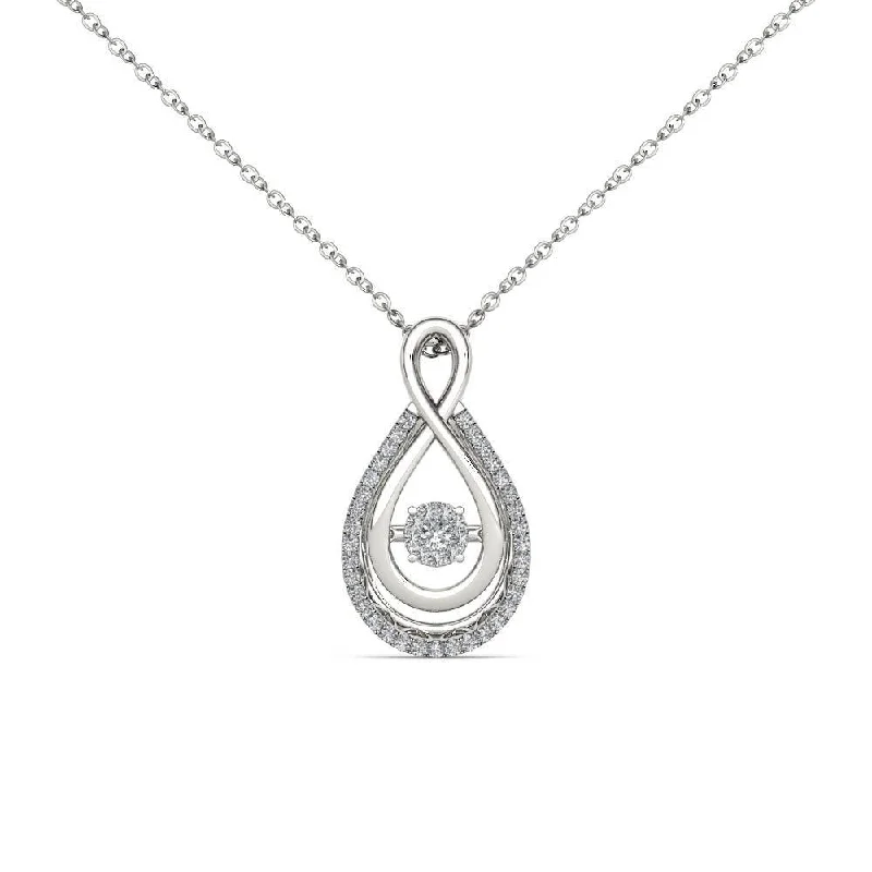 Floating gem necklaces-De Couer 10K White Gold 1/8ct TDW Dancing Diamond Necklace - White H-I