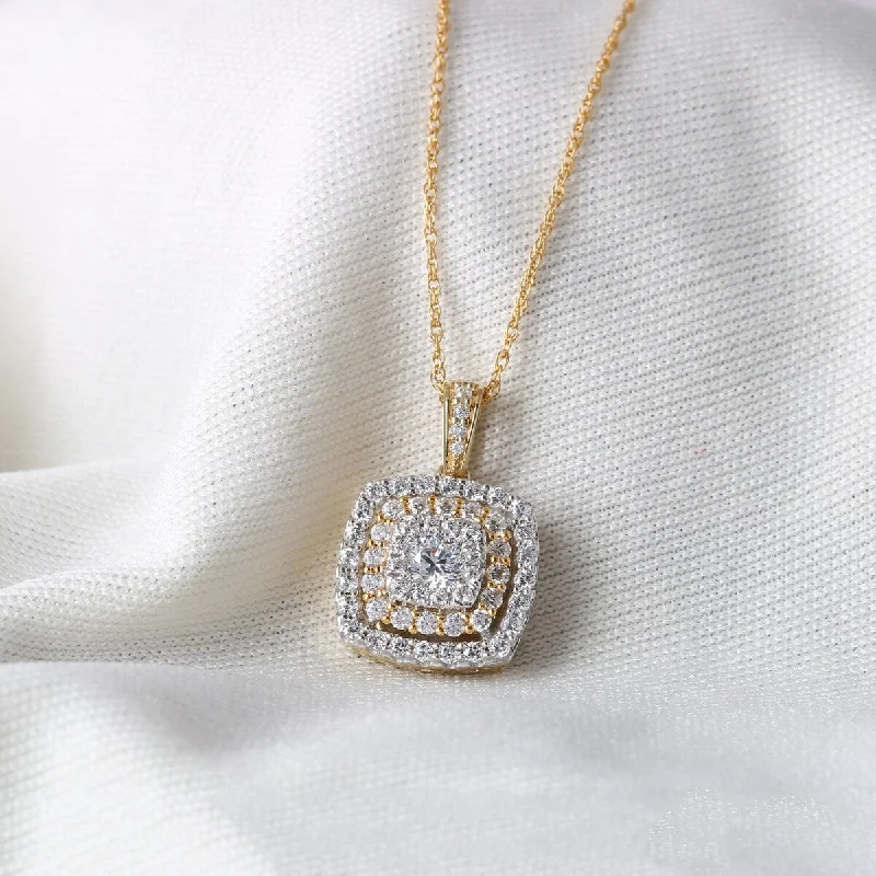 Dove feather necklaces-1/2ct TDW Diamond Halo Necklace Pendant in 10k Gold by De Couer