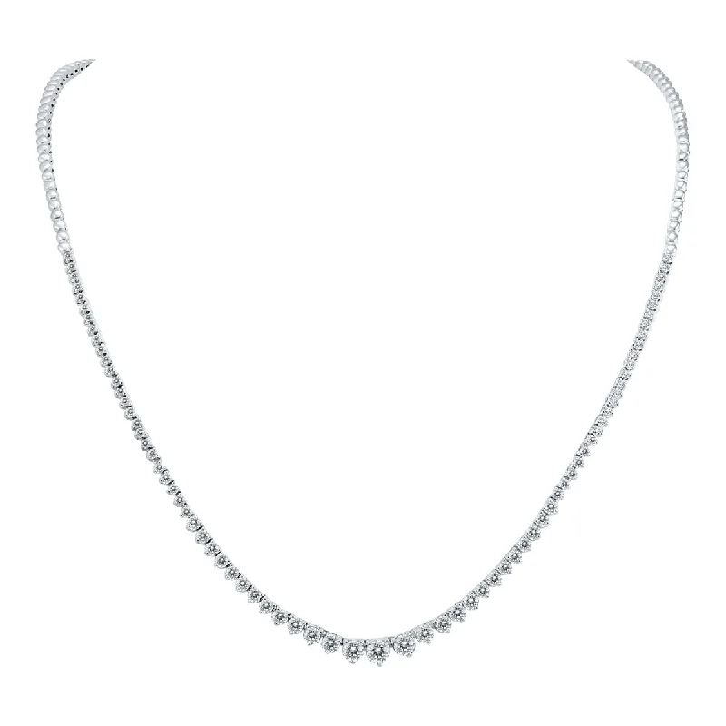 Sleek drop necklaces-Marquee 5 Carat TW Graduated Diamond Tennis Necklace in 14K White Gold