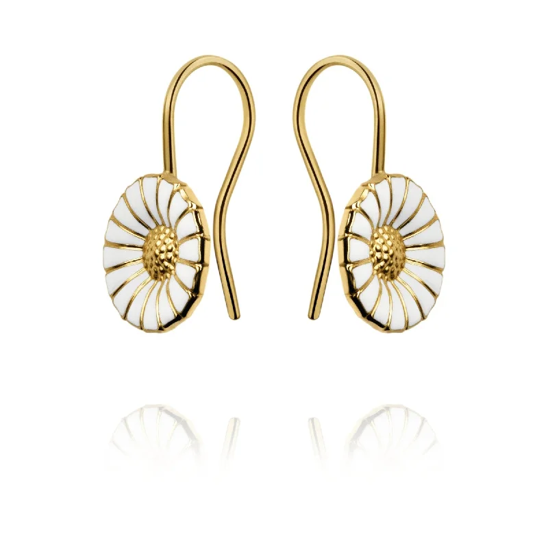 Bow knot engagement rings-Gold Plated Silver Daisy Earhooks