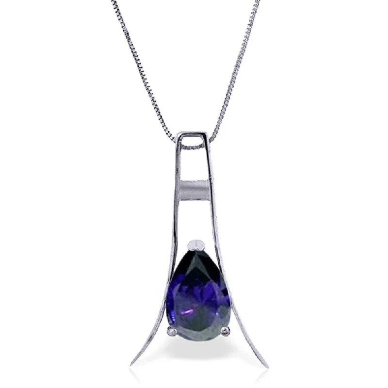 Light filigree necklaces-1.5 Carat 14K White Gold Have and Hold Sapphire Necklace