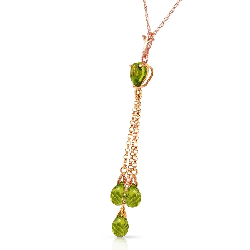 Sapphire stone necklaces-14K Solid Rose Gold Necklace with Briolette Peridots