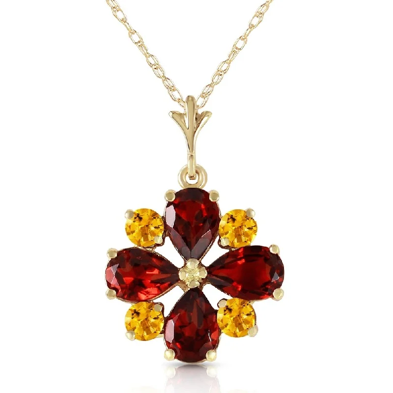 Floating gem necklaces-2.43 Carat 14K Solid Gold Irrestible Garnet Citrine Necklace