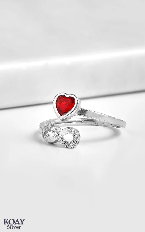 Bow knot rings-Infinity Zircon Red Heart Ring