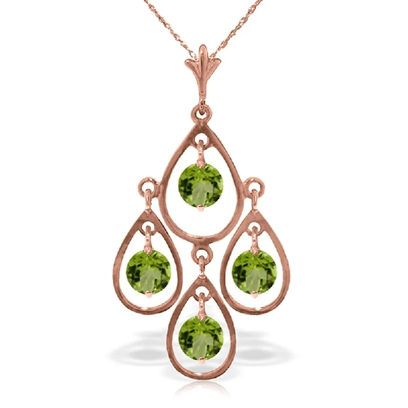 Tribal braid necklaces-14K Solid Rose Gold Necklace with Natural Peridots