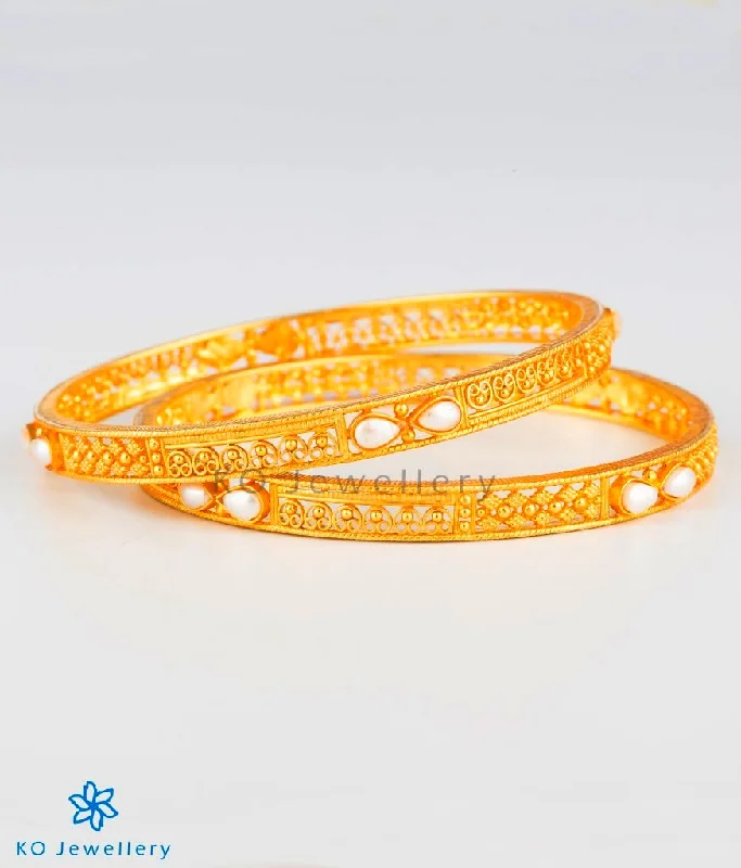 Textured metal bangles-The Ramyati Silver Pearl Bangle (Size/2.2/2.4/2.6/2.8)