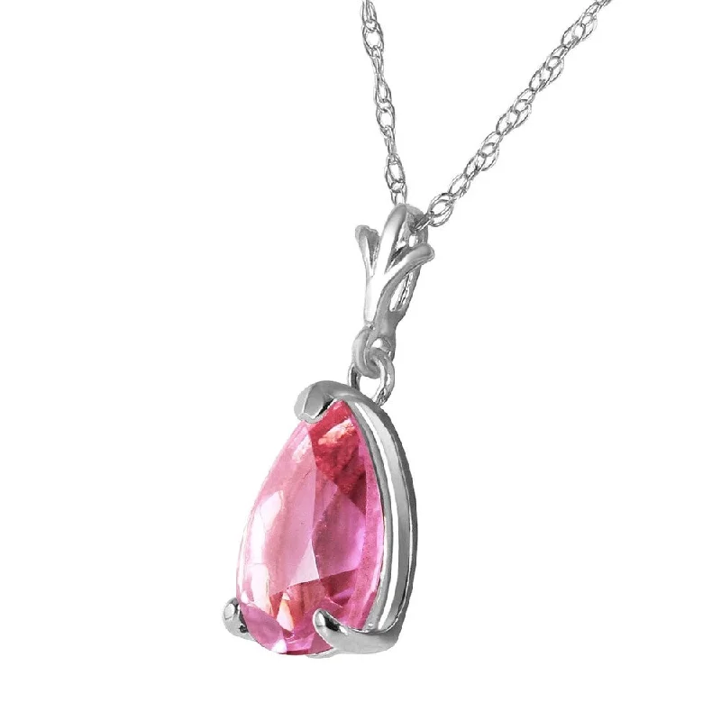 Smooth drop necklaces-1.5 Carat 14K Solid White Gold Permit Yourself Pink Topaz Necklace