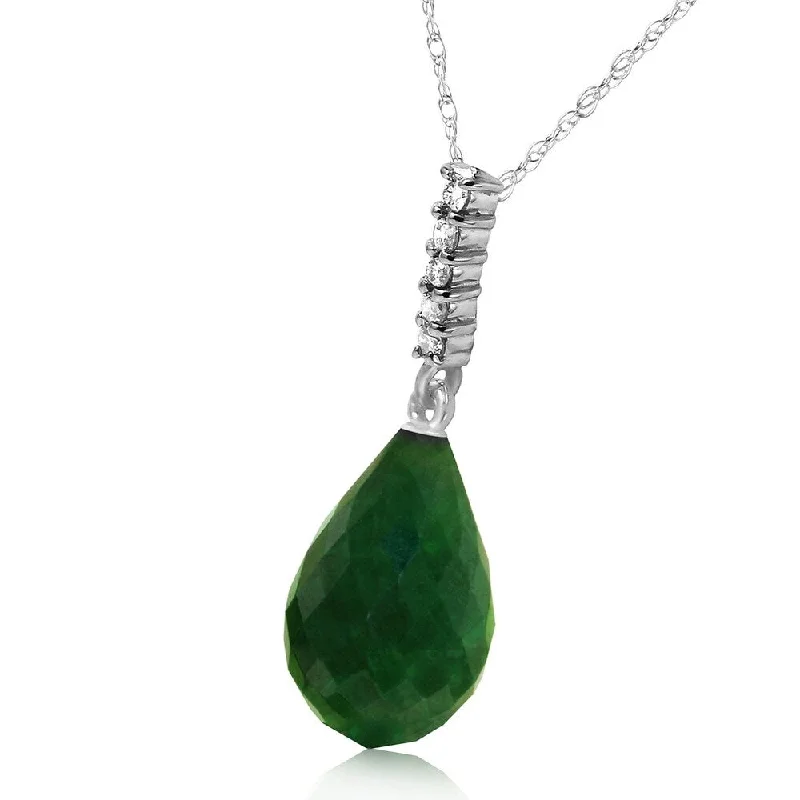 Swirl shape necklaces-8.88 Carat 14K Solid White Gold Necklace Diamond Briolette Drop Emerald