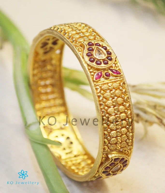 Vibrant enamel bangles-The Amara Silver Antique  Kempu Bangle(Size 2.2/2.4/2.6/2.8)