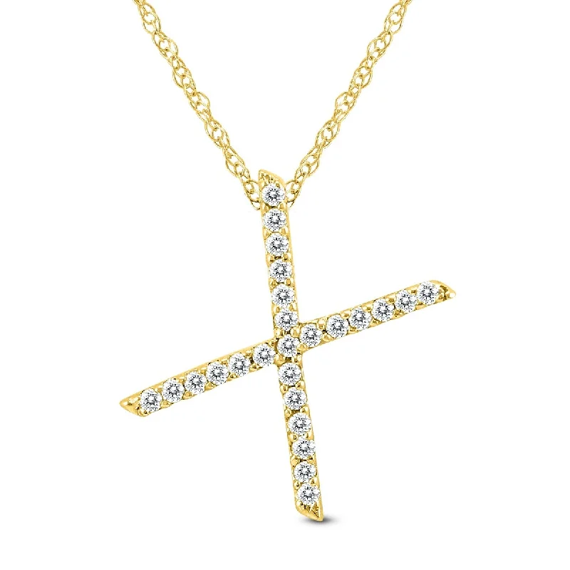 Spiral braid necklaces-Marquee 1/8 Carat TW X Initial Diamond Pendant Necklace in 10K Yellow Gold with Adjustable Chain