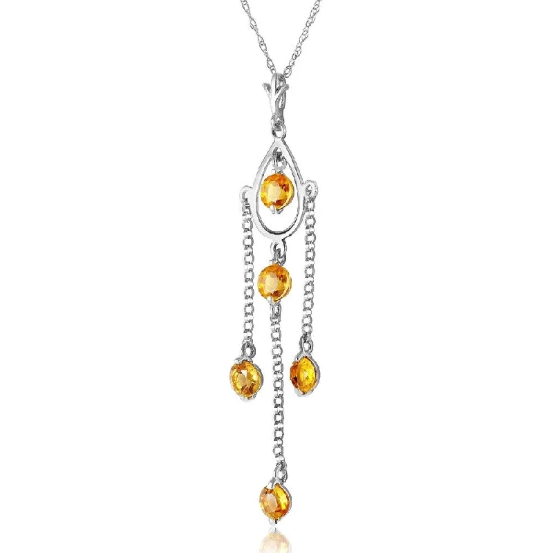 Cord fringe necklaces-1.5 CTW 14K Solid White Gold Deeds Citrine Necklace