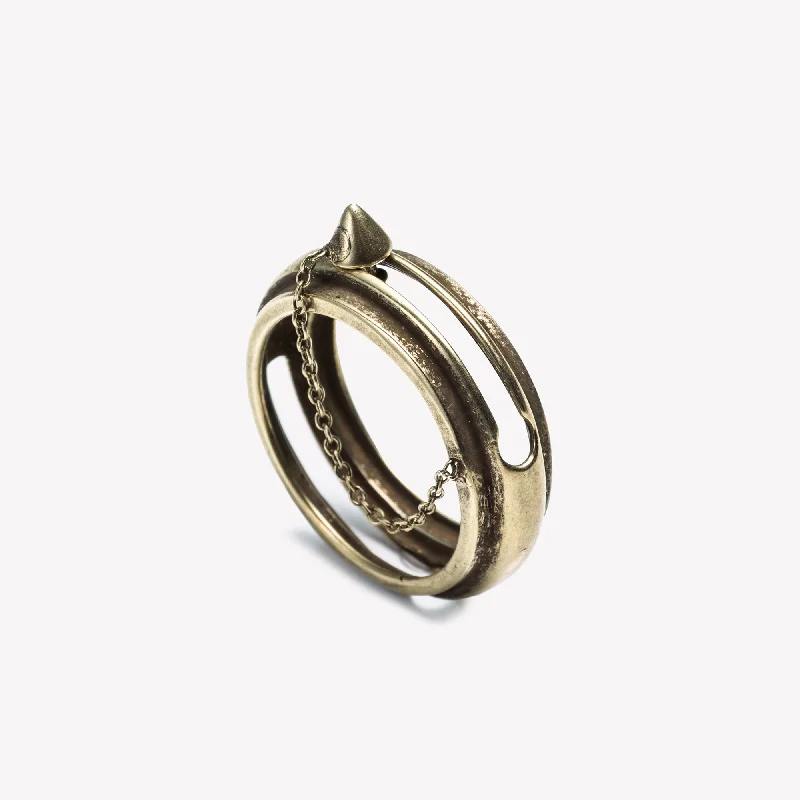 Solid gold rings-MENS CONE GUARD RING