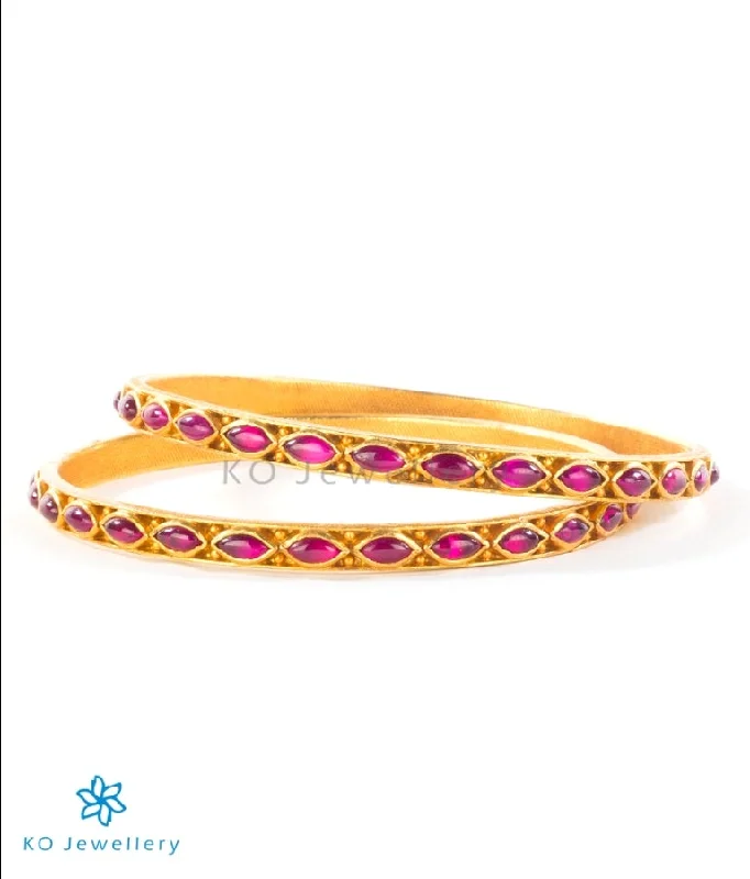 Curved charm bangles-The Dishita Silver Kempu Bangle (Size 2.2/2.4/2.6/2.8 )