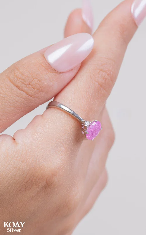 Pink stone rings-Zircon Ring (070) Pink