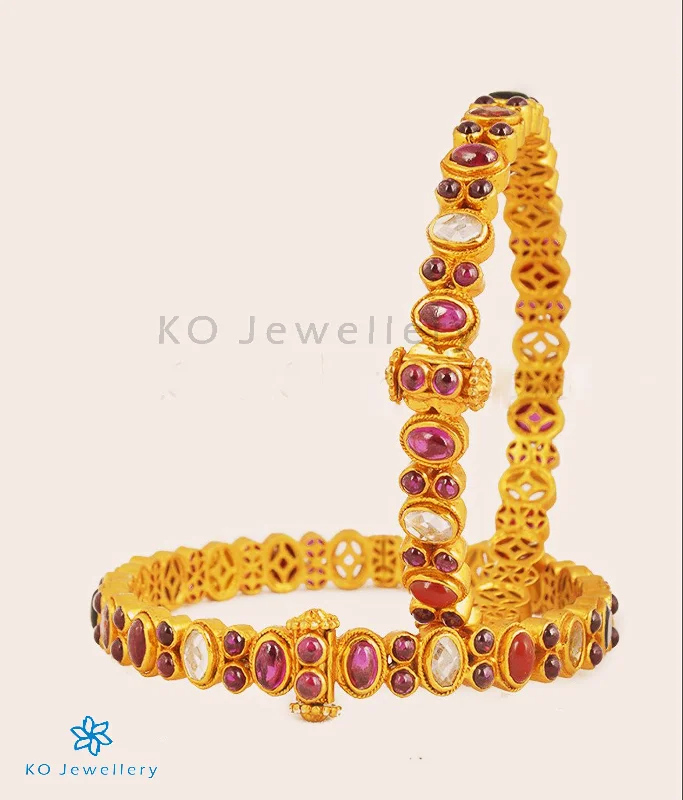 Citrine gem bangles-The Navarathnalu Silver Gemstone Openable Bracelet(Size/2.2/2.4/2.6/2.8)