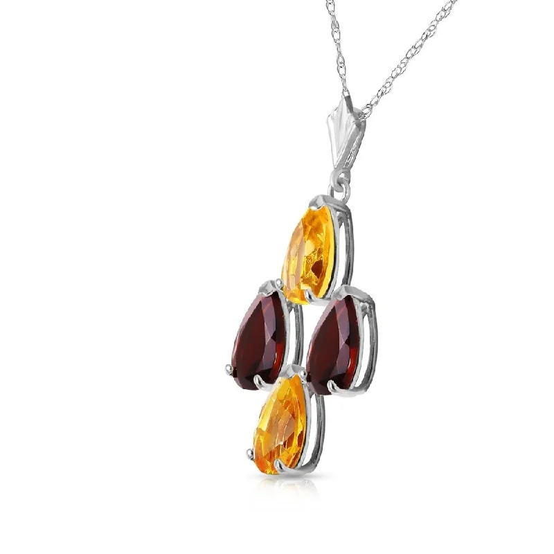 Stellar charm necklaces-1.5 Carat 14K Solid White Gold I Get A Feeling Citrine Garnet Necklace