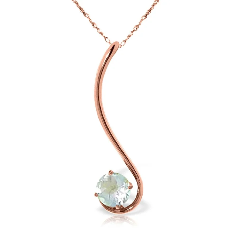 Lily flower necklaces-14K Rose Gold Natural Aquamarine Necklace Gemstone