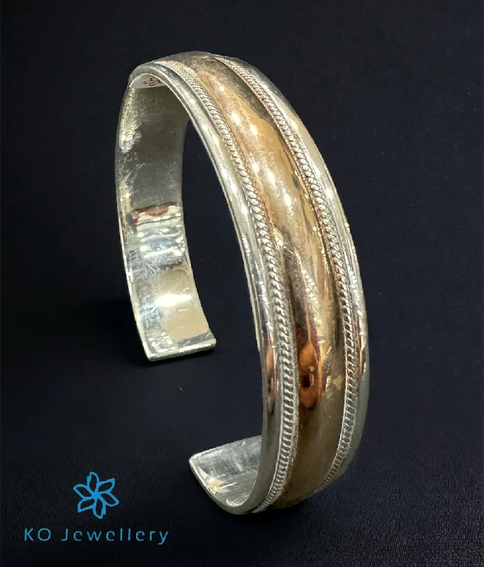 Linen cord bangles-The Valiant Silver Open Bracelet