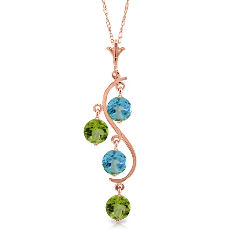 Cosmic charm necklaces-14K Rose Gold Necklace w/ Natural Peridots & Blue Topaz