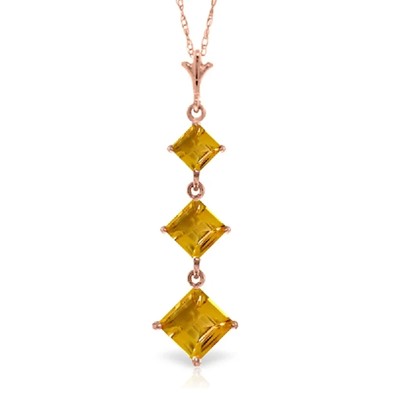 Shiny charm necklaces-2.4 CTW 14K Solid Rose Gold Waterdrops Citrine Necklace