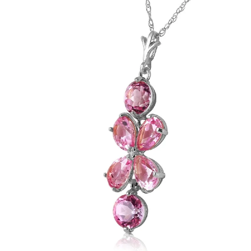 Sleek design necklaces-3.15 Carat 14K Solid White Gold Vivian Pink Topaz Necklace