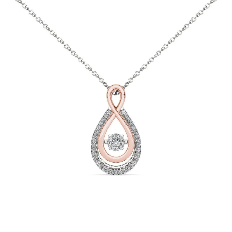 Whimsical bead necklaces-De Couer 10K Pink Two Tone White Gold 1/8ct TDW Dancing Diamond Necklace