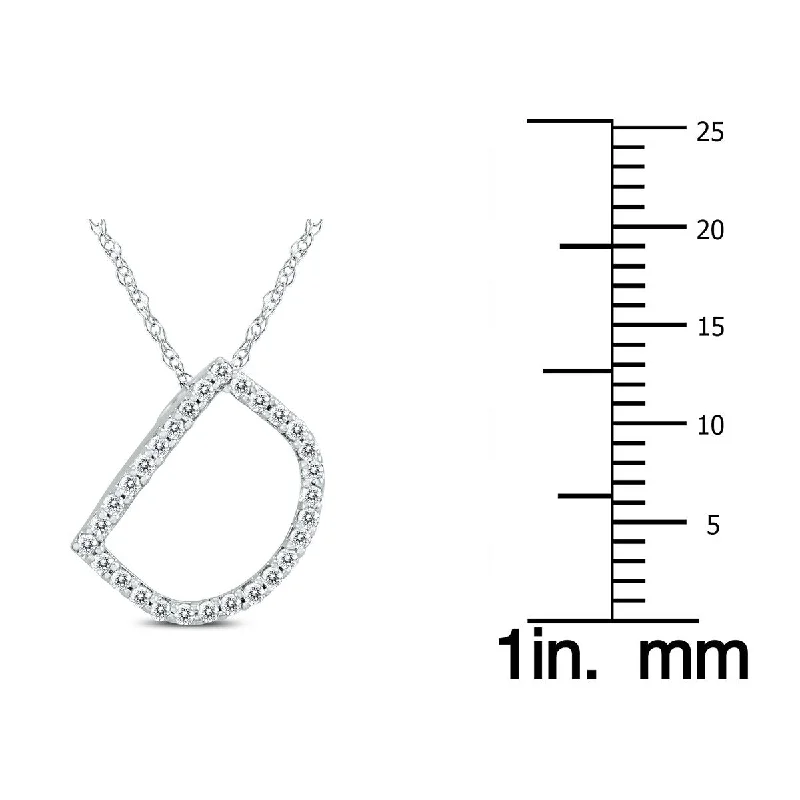 Regency style necklaces-Marquee 1/6 Carat TW D Initial Diamond Pendant Necklace in 10K White Gold with Adjustable Chain