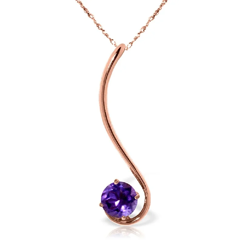 Sapphire stone necklaces-14K Rose Gold Purple Amethyst Certified Genuine Limited Edition Necklace