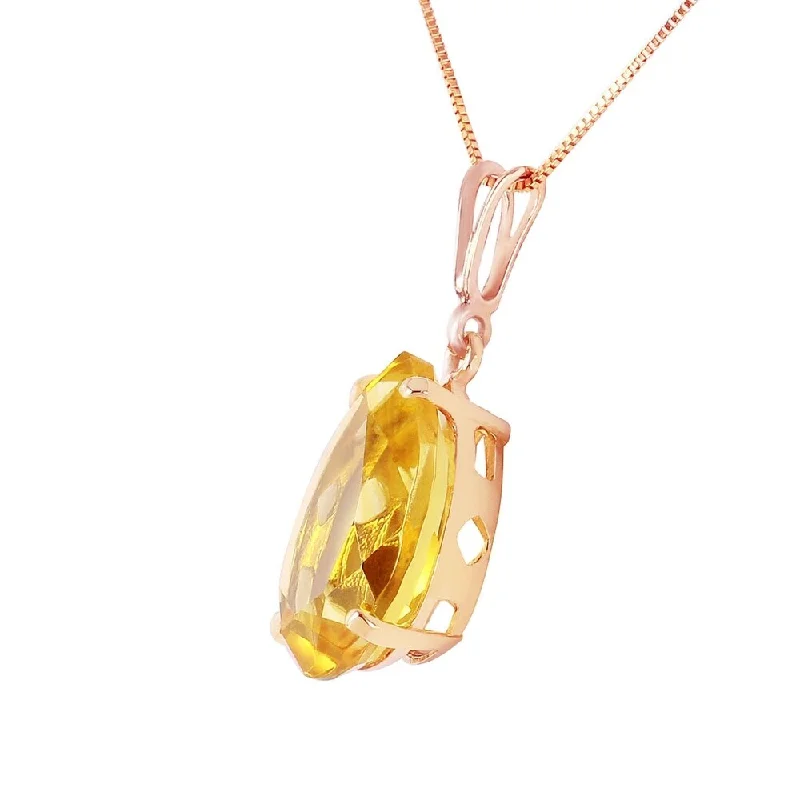 Tight clasp necklaces-5 CTW 14K Solid Rose Gold Teardrop Citrine Necklace