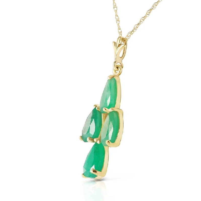 Tie-style necklaces-1.5 Carat 14K Solid Gold Love Portrait Emerald Necklace