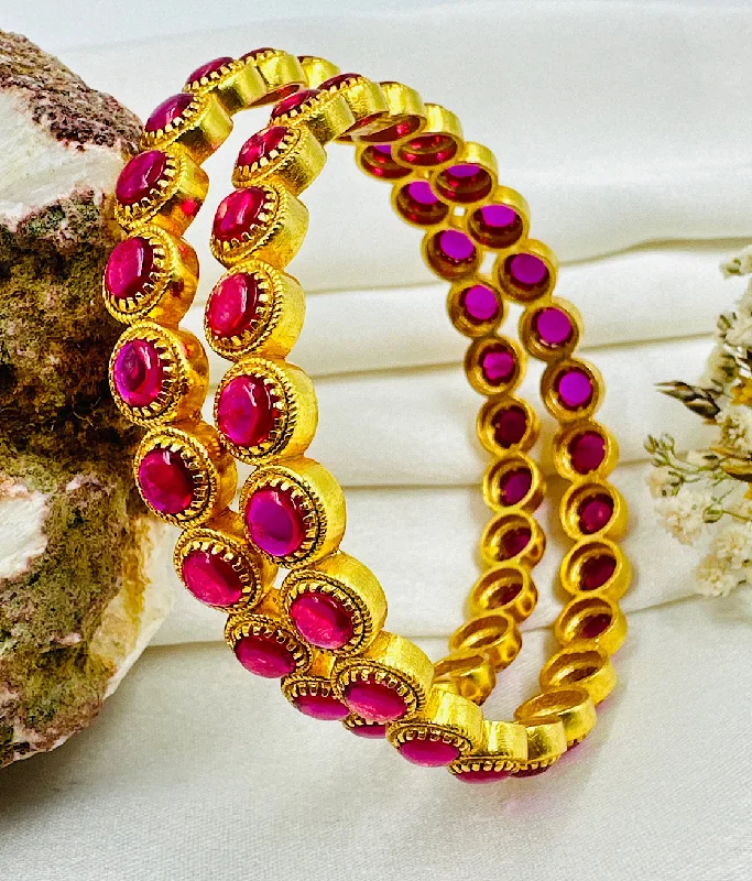 Citrine stone bangles-The Gaanvi Silver Kemp Bangle (Red/Size/2.2/2.6/2.8)