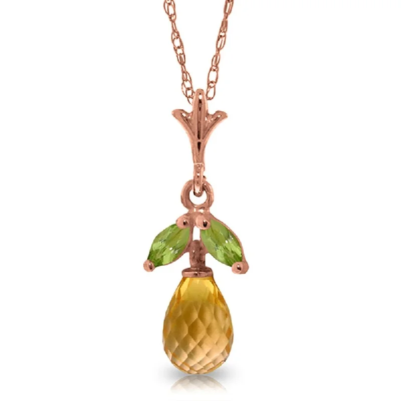 Subtle filigree necklaces-14K Rose Gold Citrine & Peridot Necklace Certified