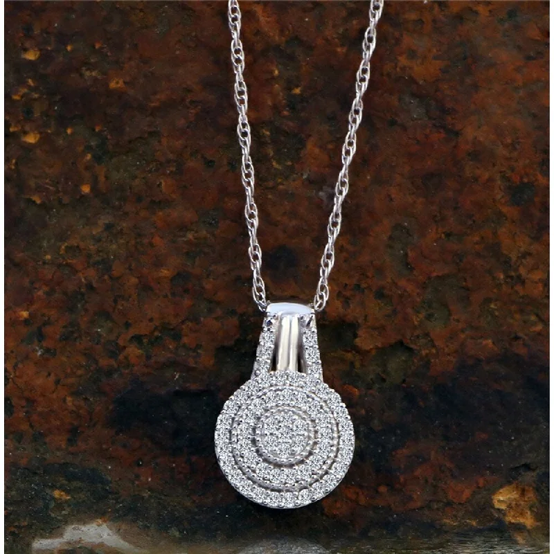 Victorian style necklaces-De Couer 10k White Gold 1/8ct TDW Diamond Halo Necklace - White H-I