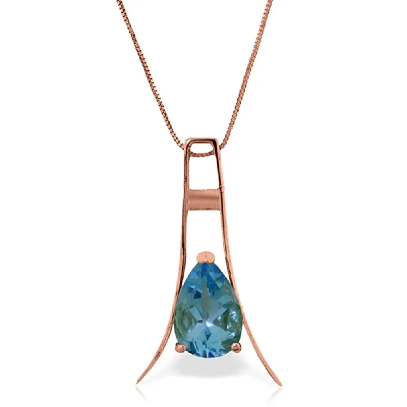 Thin bead necklaces-14K Rose Gold Blue Topaz Platinum Necklace