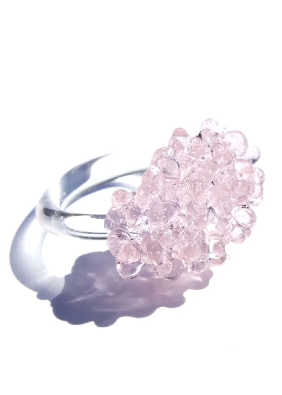 Beaded stone rings-Glass Cluster Ring - Baby Pink