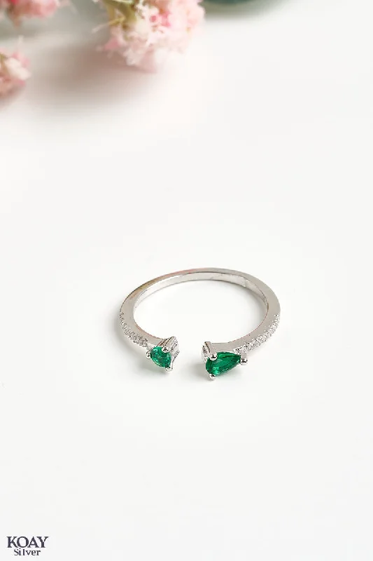 Bead row rings-Zircon Ring (039-Green)