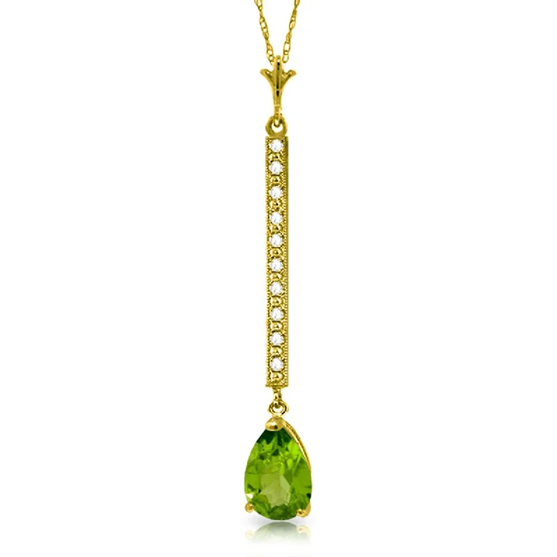 Quirky bead necklaces-1.8 Carat 14K Solid Gold Dream Natural Peridot Diamond Necklace