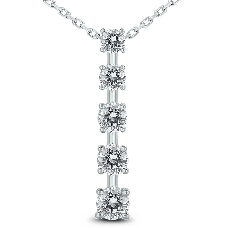 Stretch cord necklaces-Marquee 14k White Gold 1 1/2ct TDW Diamond Journey Necklace (I-J, I1-I2)