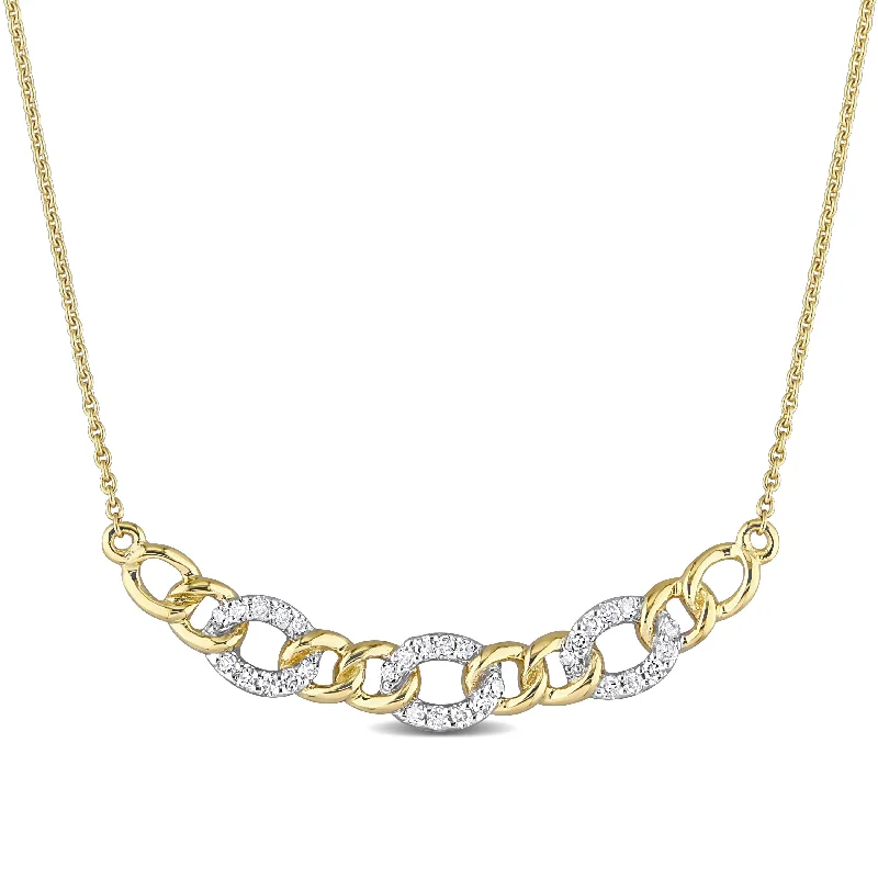 Polished disc necklaces-Miadora 1/10ct TDW Diamond Oval Link Necklace in 10k Yellow Gold