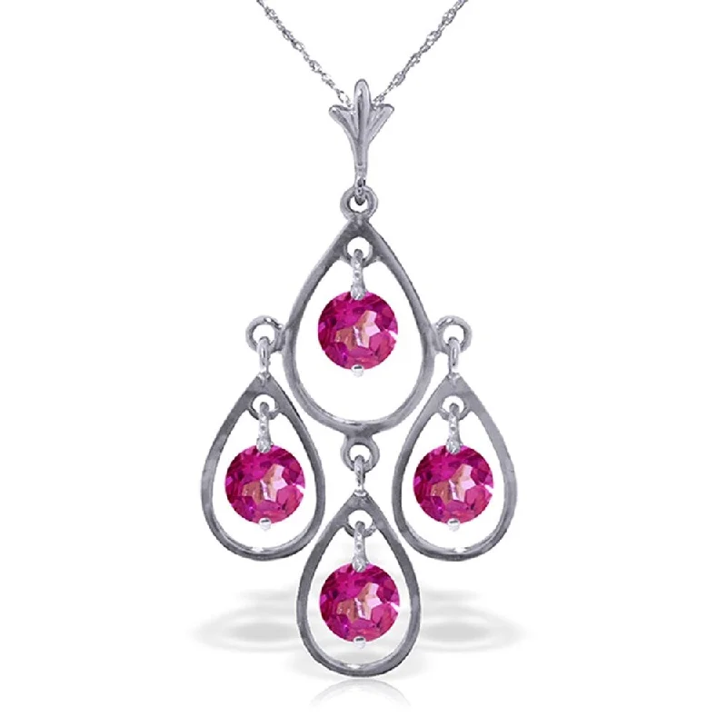 1.2 CTW 14K Solid White Gold Not Hyphenated Pink Topaz Necklace