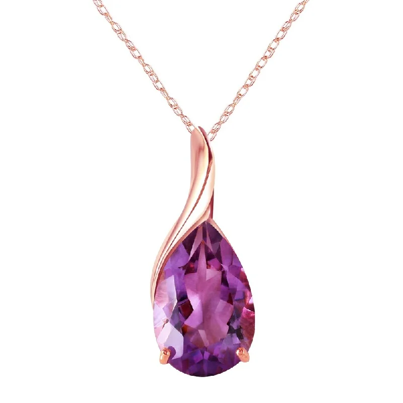 Raised bar necklaces-14K Rose Gold Natural Purple Amethyst Necklace Jewelry Series