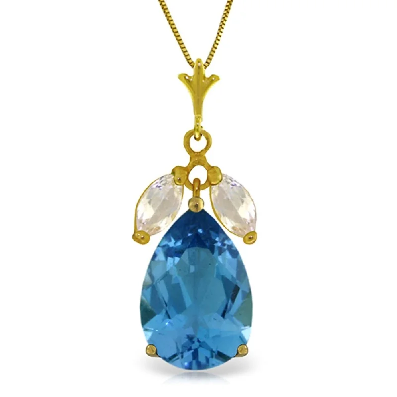 Sapphire gem necklaces-6.5 Carat 14K Solid Gold Necklace Blue Topaz White Topaz