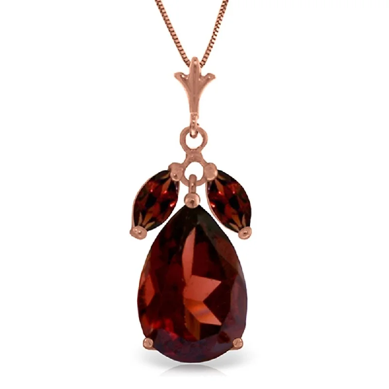 Secure clasp necklaces-14K Rose Gold Garnet Gemstone Genuine Deluxe Necklace